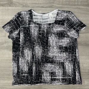 Alfred Dunner Monochrome Patterned Blouse Size Medium Petite